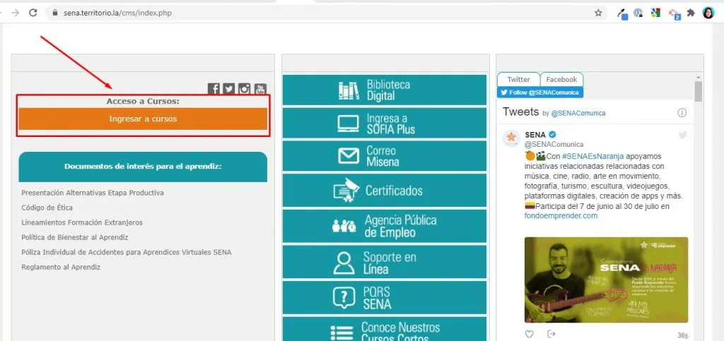Acceso a cursos SENA